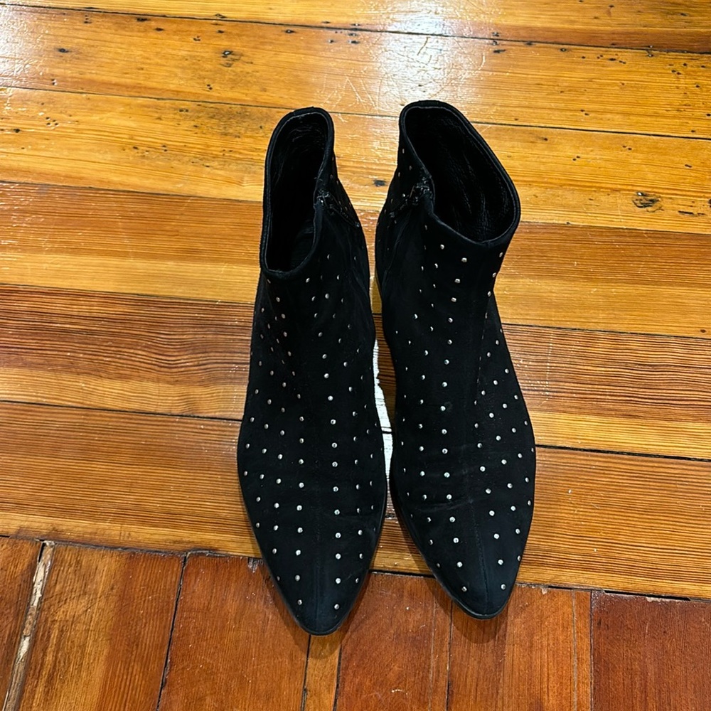 J.Crew black suede studded Chelsea boots